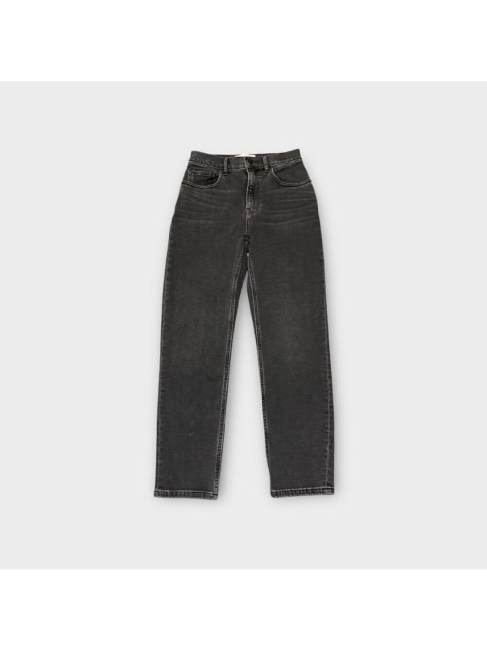 Everlane Cheeky Jean Crop 26" Gray Washed Black Slim Straight Leg Stretch EUC